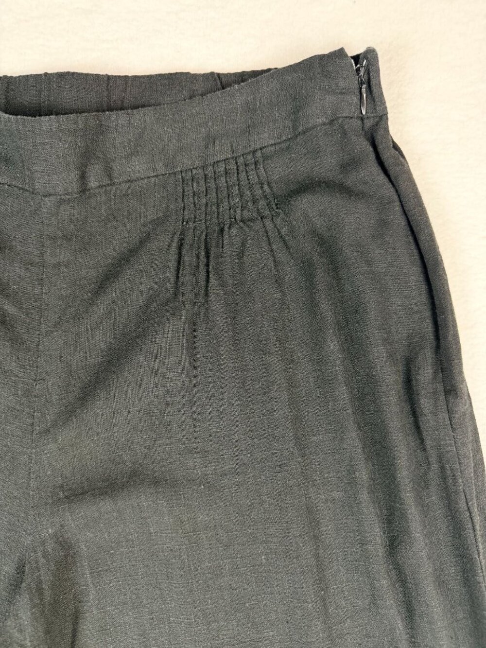 Halston Womens Black Wide-Leg Linen Viscose Blend Pants Size 12 Side-Zip Closure - Picture 6 of 14